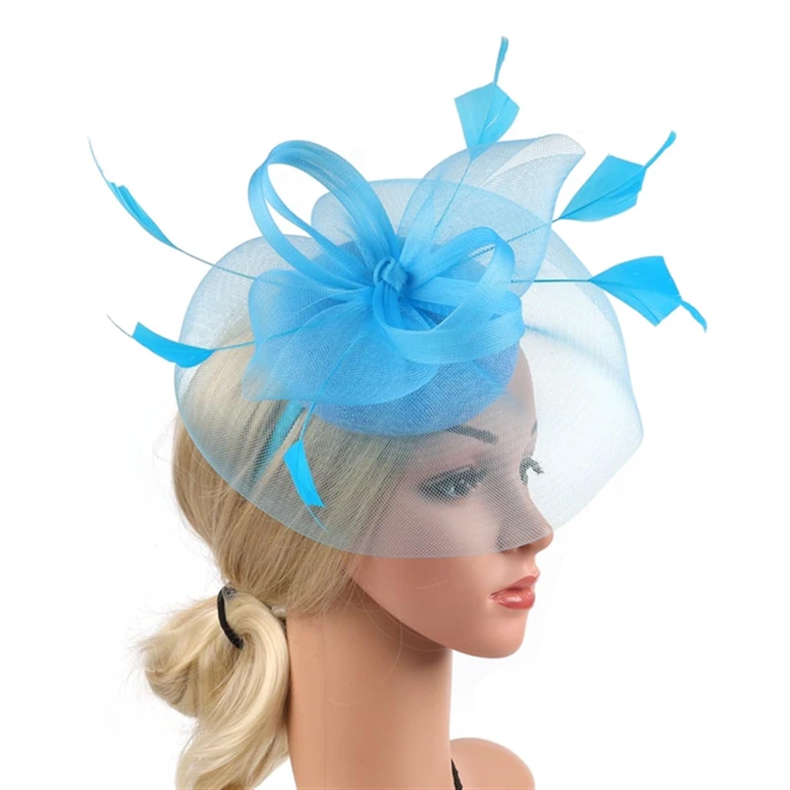 UALXPAO Wedding Hats Women's Fascinator Hat With Feather Mesh Tea Party Hats for Tea Party,Weddings(Color6)