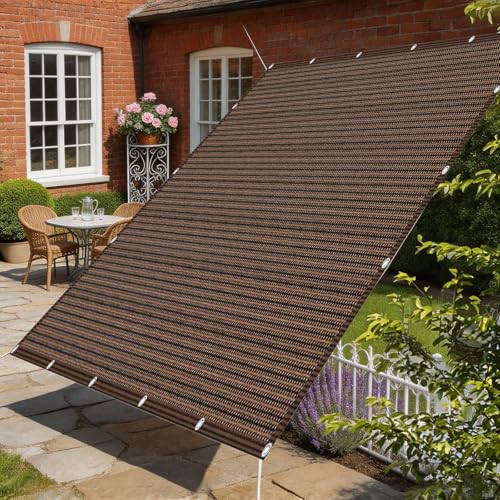 Filet d'ombrage marron 90x850 cm avec œillets pour occultation de terrasse