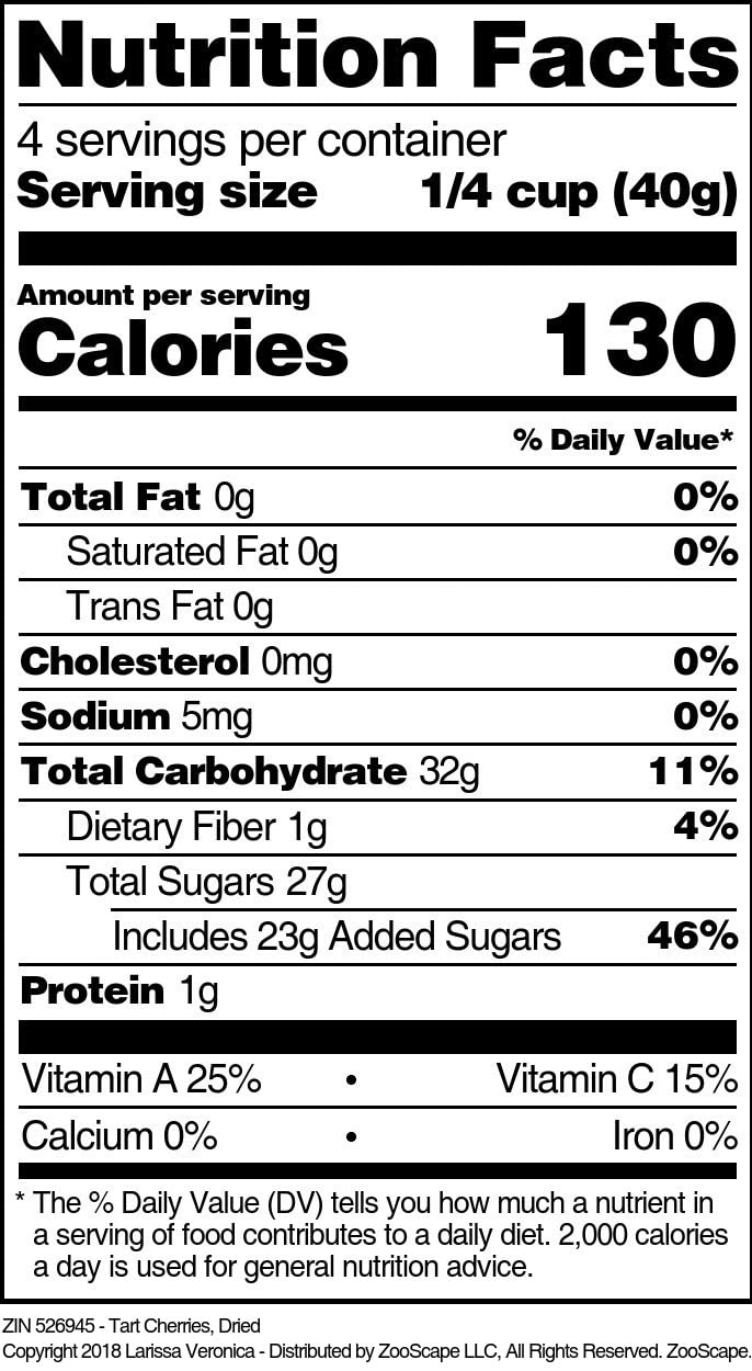 Tart Cherries, Dried (8 oz, ZIN: 526945)