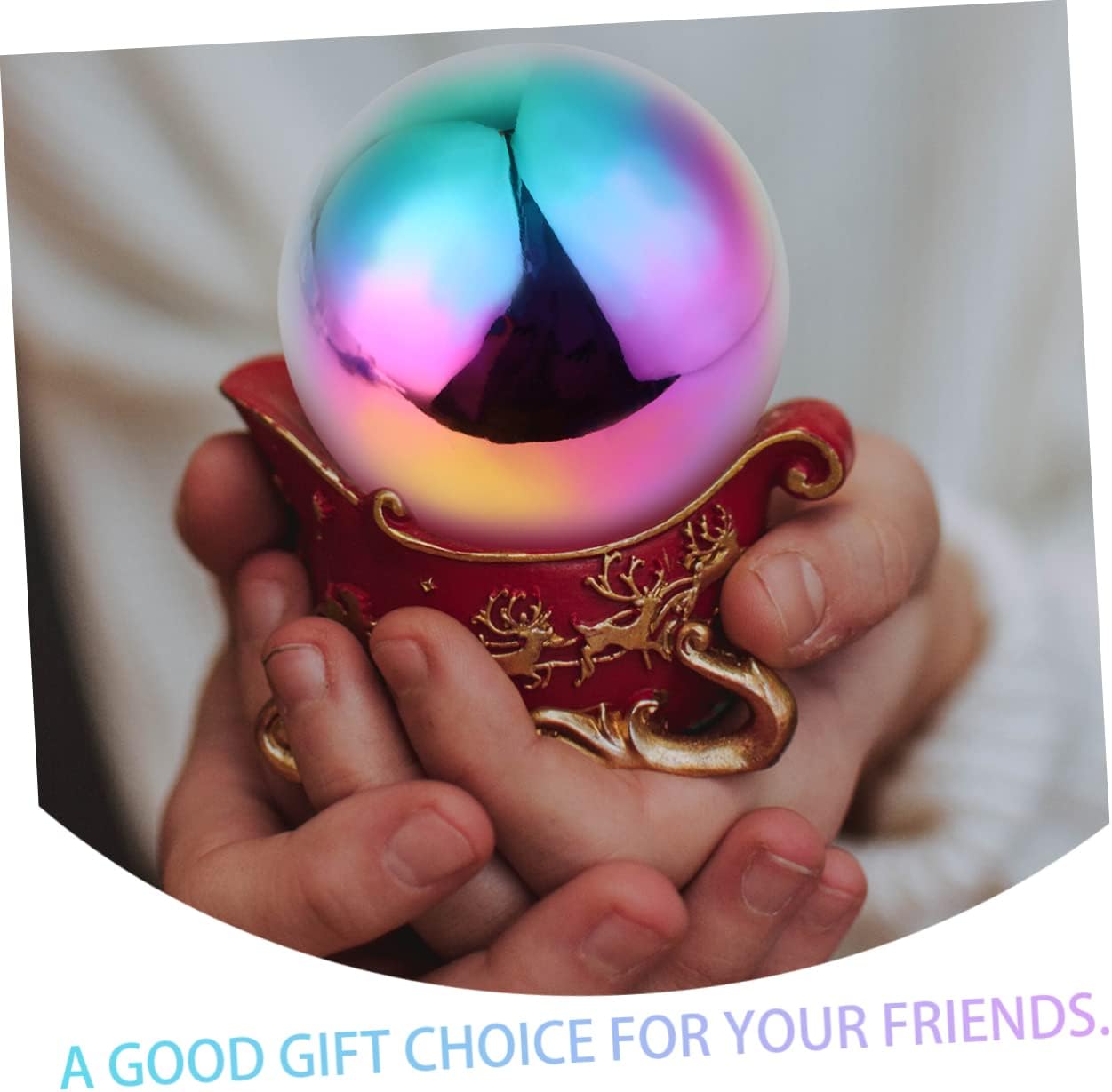 DULAI 1pc Christmas Tree Hanging Ornaments Rainbow Gazing Sphere Gazing Globes for Garden Reflective Ball Ornament Garden Balls Mirror Ball Mirror Polishing Disco Metal Concrete Boutique, 12X12CM