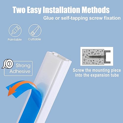 Miniatura 5 de Ocultador de cables, 157.5 pulgadas, organizador de cables para TV, corrector de cable pintable para ocultar cables montados en la pared, cubiertas