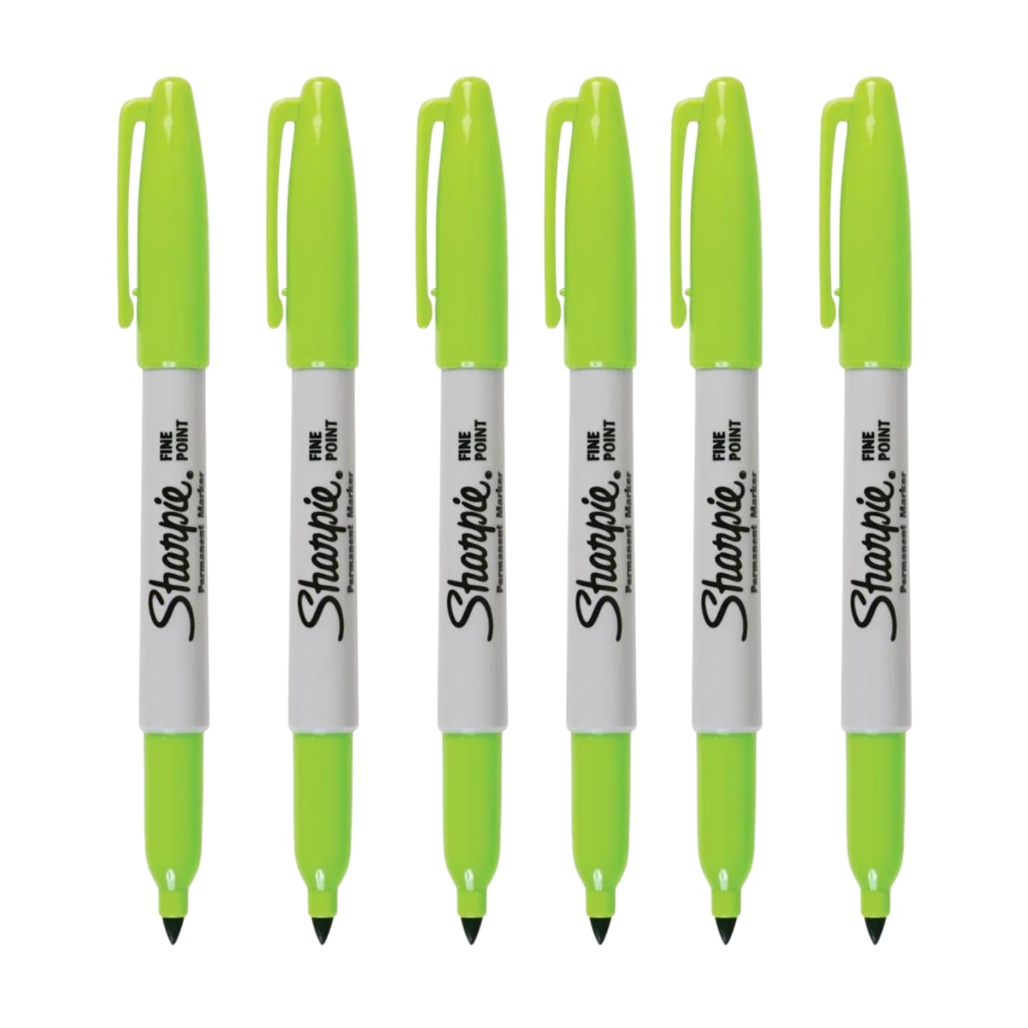 Sharpie Fine Point Permanent Marker โ Lime Green โ 6 Count โ Quick Dry, Waterproof, Fade-Resistant โ Multi-Surface Marker for Office, School, DIY