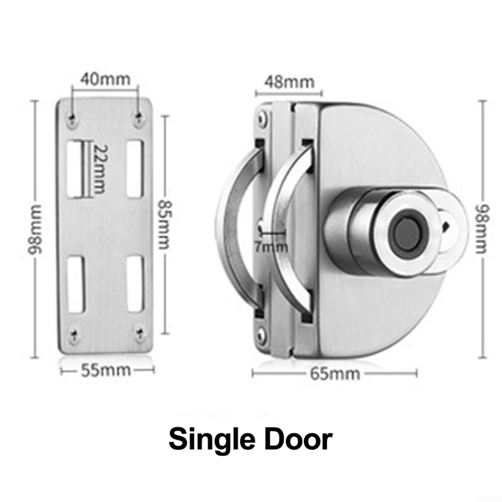 Cerradura electrónica inteligente de huellas dactilares para puertas de cristal, cerradura de seguridad de acero inoxidable con opción de llave mecánica (A)
