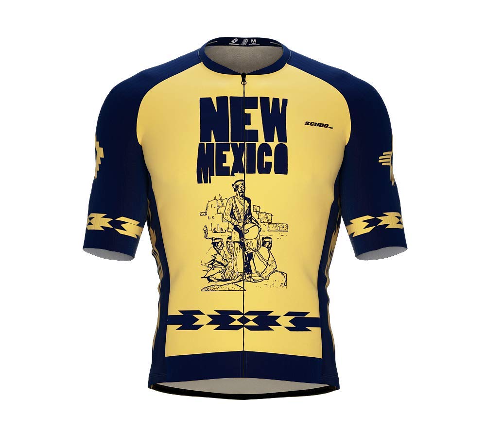 ScudoPro Pro-Elite Short Sleeve Cycling Jersey New Mexico USA State Icon Landmark Symbol Identity for Men - Size M Multi