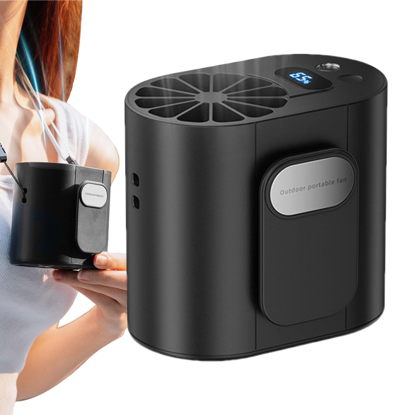 Ventilateur De Ceinture Rechargeable - 3 Vitesses Avec LED Pour Randonnée Et Camping