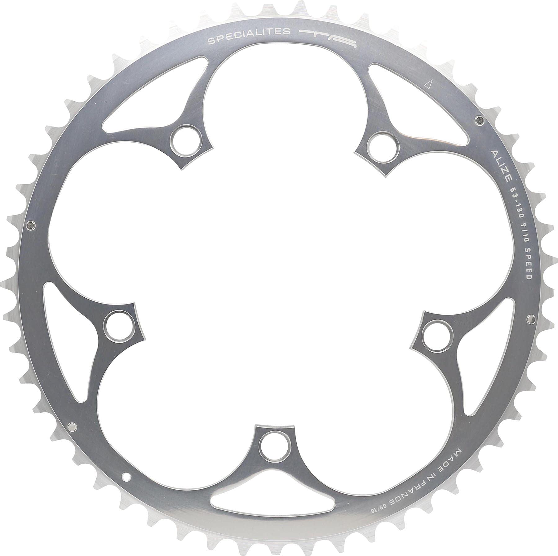 Spécialités TA Alize 130pcd 9/10 Speed Chainring, Silver, Outer 58t — image 1