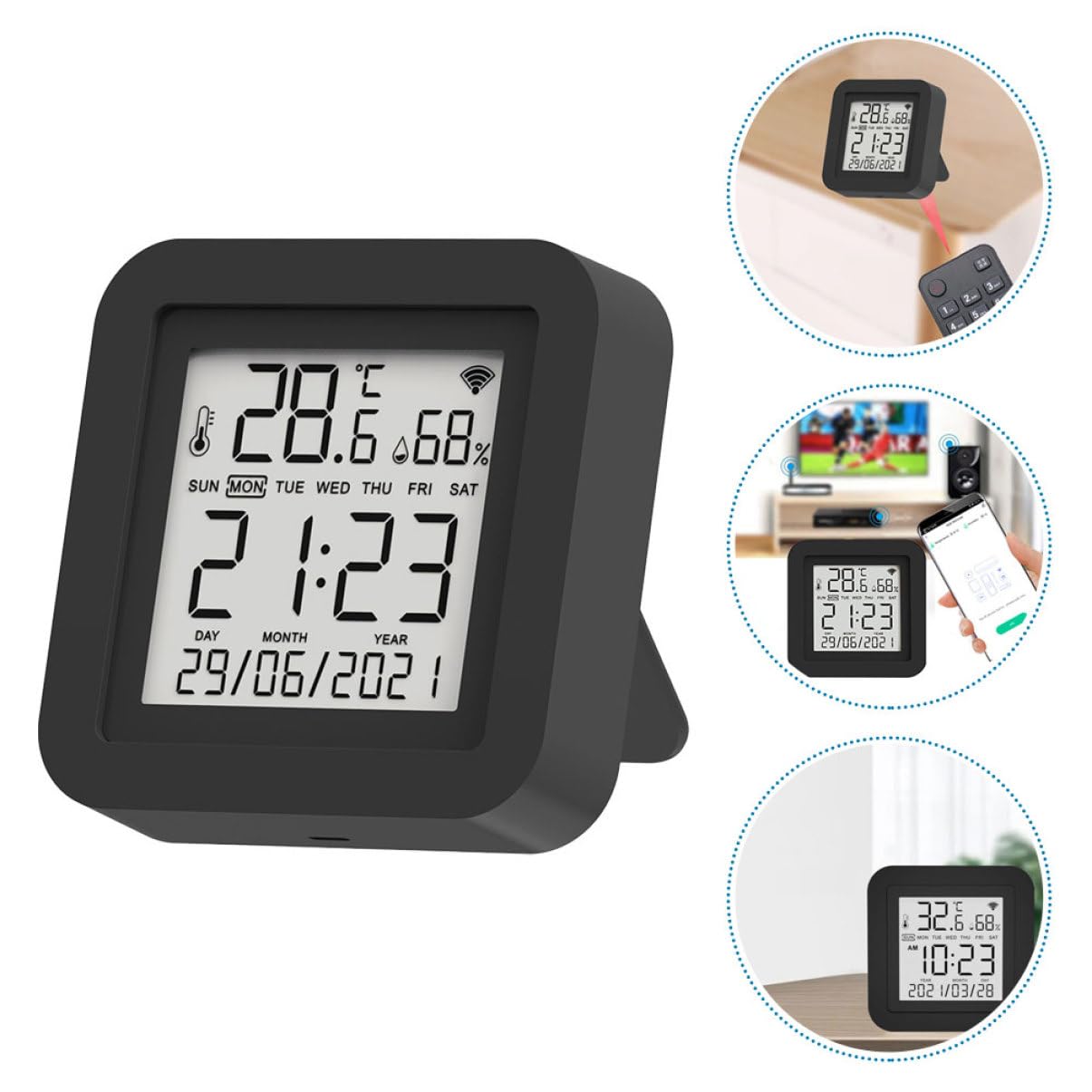 1set Termometro Igrometro Digitale Multifunzionale Con Display Lcd Retroilluminato Misuratore Di Umidità e Temperatura Per Ambienti Interni Alimentato Da Usb Adatto Per Uffici