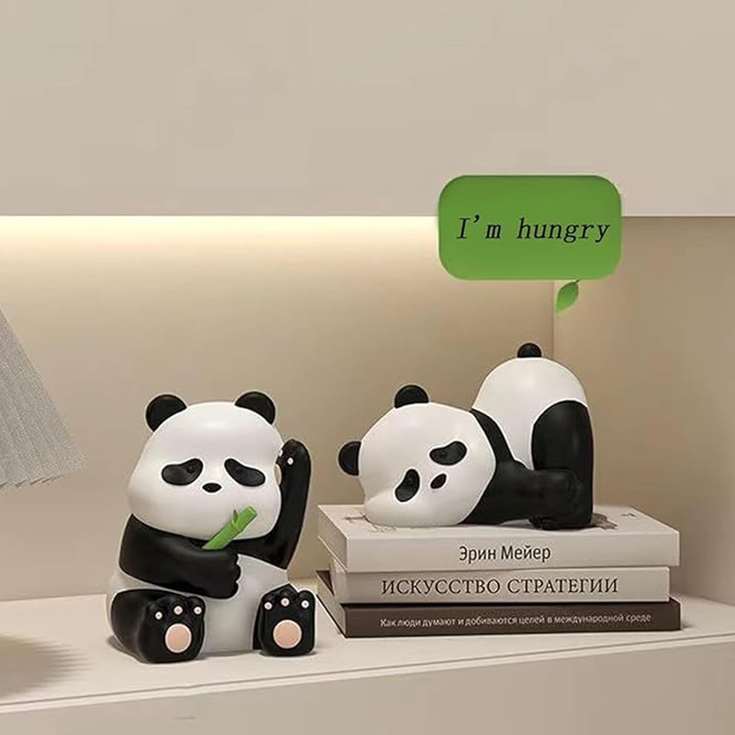 2pcs Cute Panda Decorative Bookends, Resin Unique Animal Book Ends, Fun Modern Home Sculptures, Modern Panda Statues, for Living Room Entrance, Bookshelf, Bedroom, Office Table Decorations