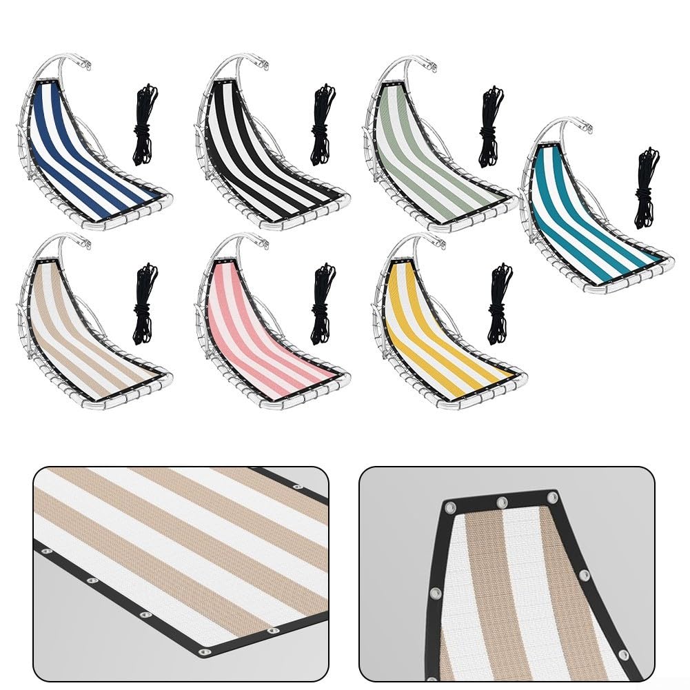 Tela de repuesto a rayas para silla columpio colgante de textileno para exteriores, patio, jardín, muebles, cubierta de tela para asiento de columpio de patio trasero, malla con cuerda