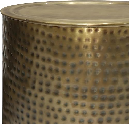 Miniatura 4 de SIMPLIHOME Corbin - Mesa auxiliar industrial de metal de 16 pulgadas de ancho en oro antiguo martillado, totalmente montada, mesita de noche y