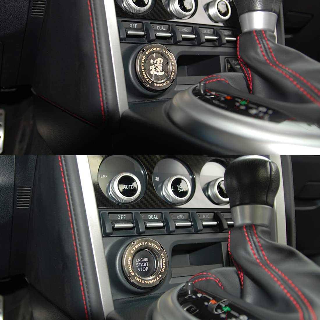 Couvercle du Bouton Poussoir de Voiture Garniture de Couvercle en Métal Bouton de Démarrage de Moteur/Arrêt du Moteur de Voiture Couvercle (B)
