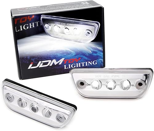 iJDMTOY 5 luces LED de marcación de techo de cabina con acabado cromado, color blanco superbrillante, compatibles con Kenworth T680 T770 T880,