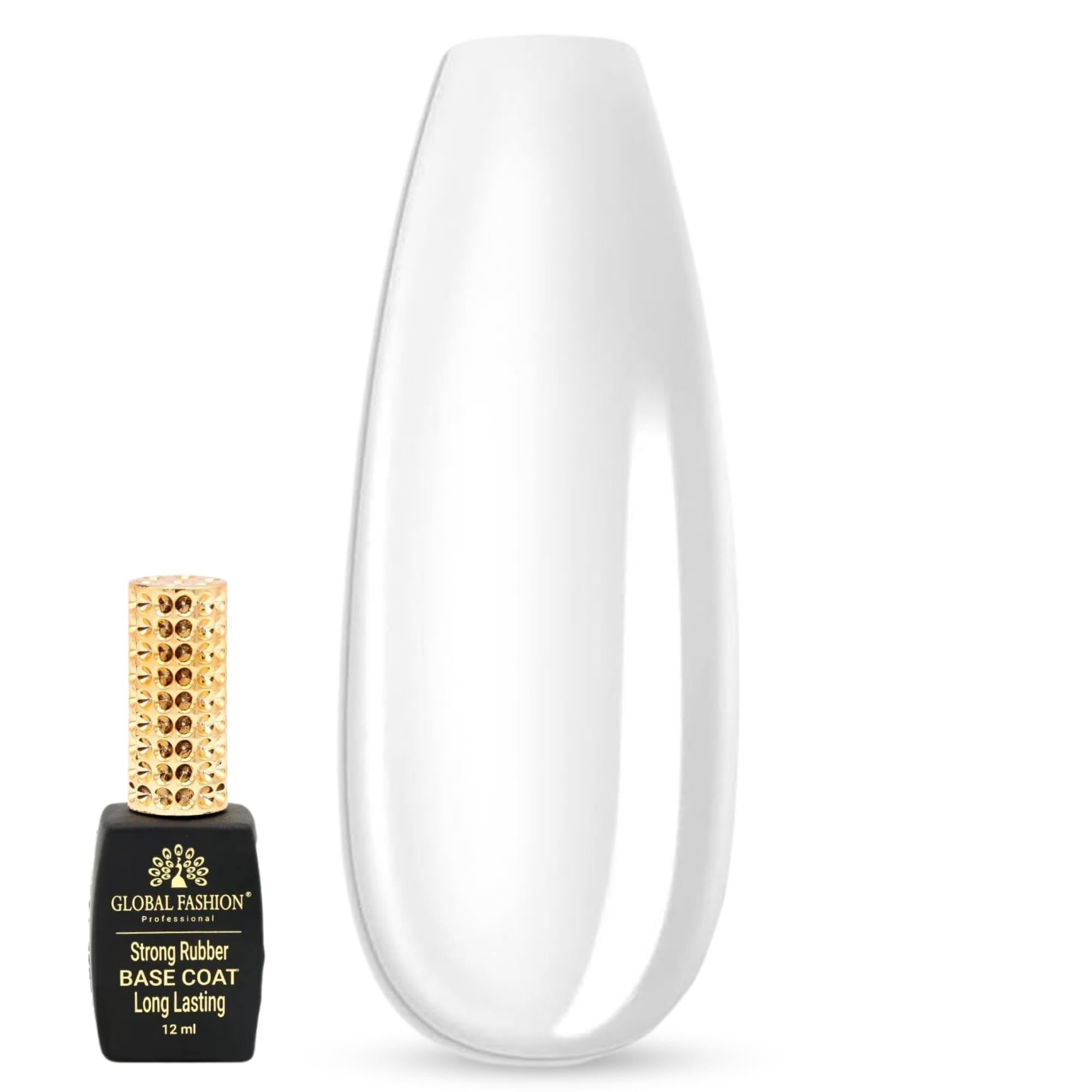Global Fashion Strong Rubber Base Coat | Long-Lasting Gel Nail Polish Base for Chip-Free Shine, Strengthens Weak, Brittle Nails, Promotes Nail Health (Strong rubber base coat, 12ml)