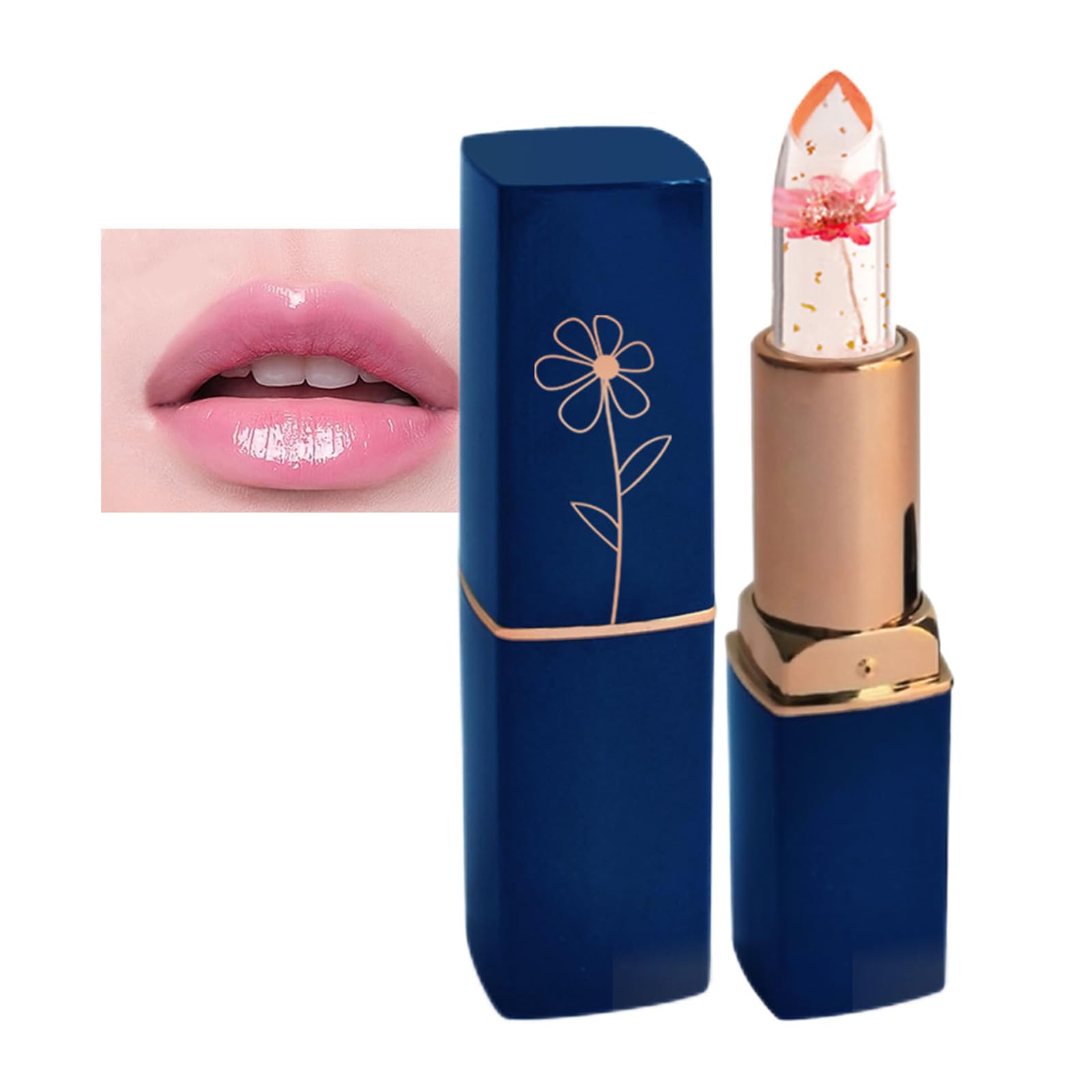 Clear Flower Jelly Lipstick, Jelly Crystal Temperature Colour Changing Lip Balm, Moisturizer Long Lasting Lipsticks