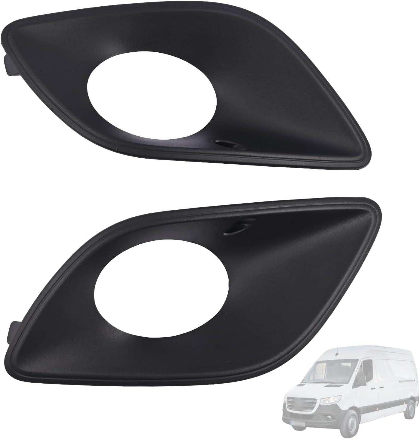 Pair Front Bumper Fog Light Grille Trim Cover Set Compatible with Mercedes-Benz Sprinter W907 W910 2018 2019 2020 2021 2022 Replace 9108854300 9108854400 Fog Lights Lamp Bezel Covers