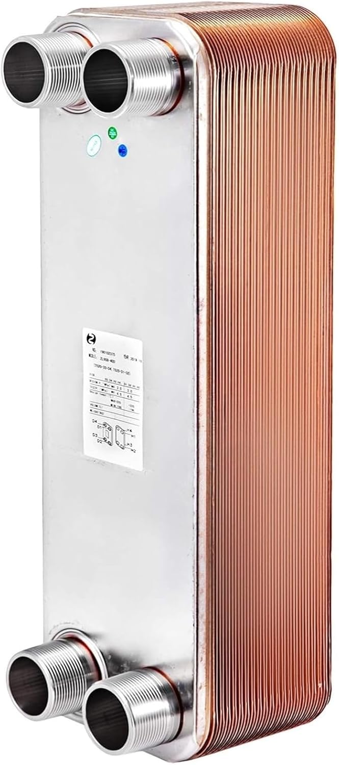 3"x7.5" 40 Plates Heat Exchanger Brazed Plate 316L 3/4" MPT B3-12A Beer Wort Chiller For Hydronic Heating Multiple Applications