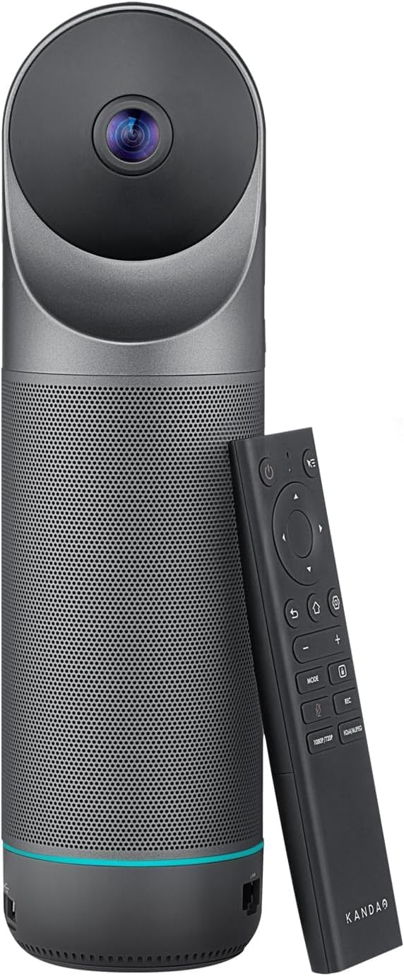 KanDao Meeting Pro 360° Video Conference Camera, All-in-One Video Conferencing System with AI Auto Tracking & Smart Zoom, Built-in Microphone & Speaker, 1080P, USB/HDMI/WiFi for Meeting Rooms & Office