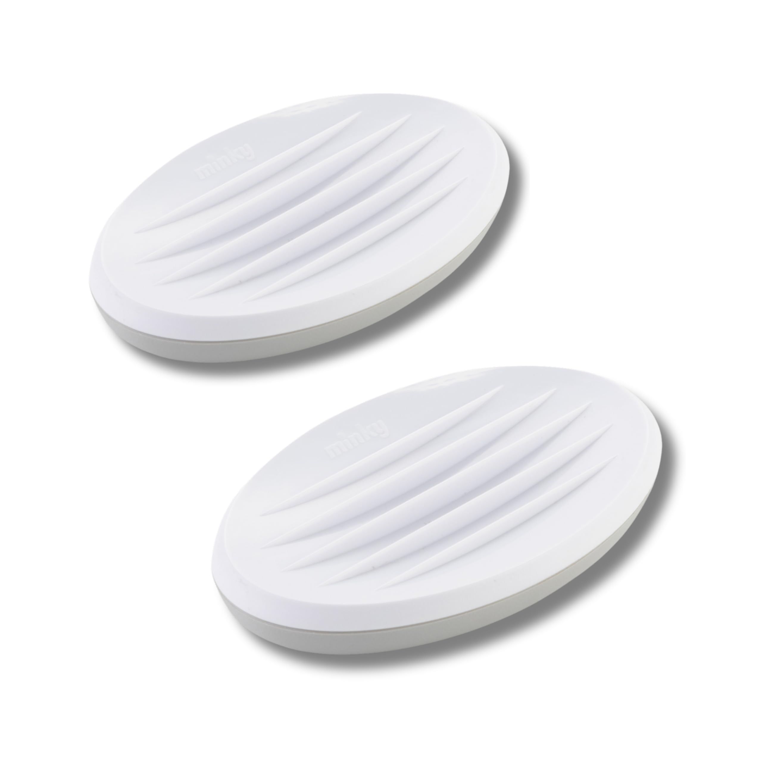 Minky Bathroom Soap Dish, Hand Soap Dish With Raised Ridges, Oval Shaped Dish For Soap Bar, Stylish & Practical Bathroom Accessory, White & Light Grey, Made in the UK (2)