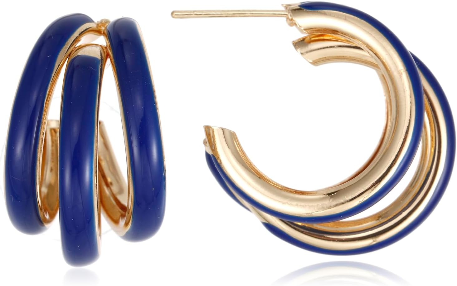 Triple Hoop Earrings, Split Hoop Huggie Earrings Trendy Chunky Earrings for Women