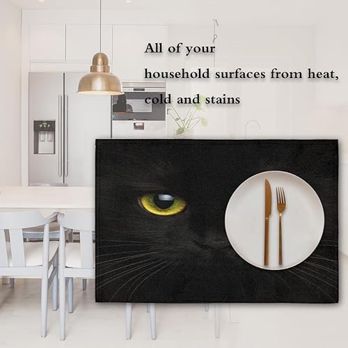 Miniatura 7 de Cute Cats Placemats Set of 4 Table Mats Washable Placemat Waterproof Place Mats for Party Home Dining Table Decor 18x12 in
