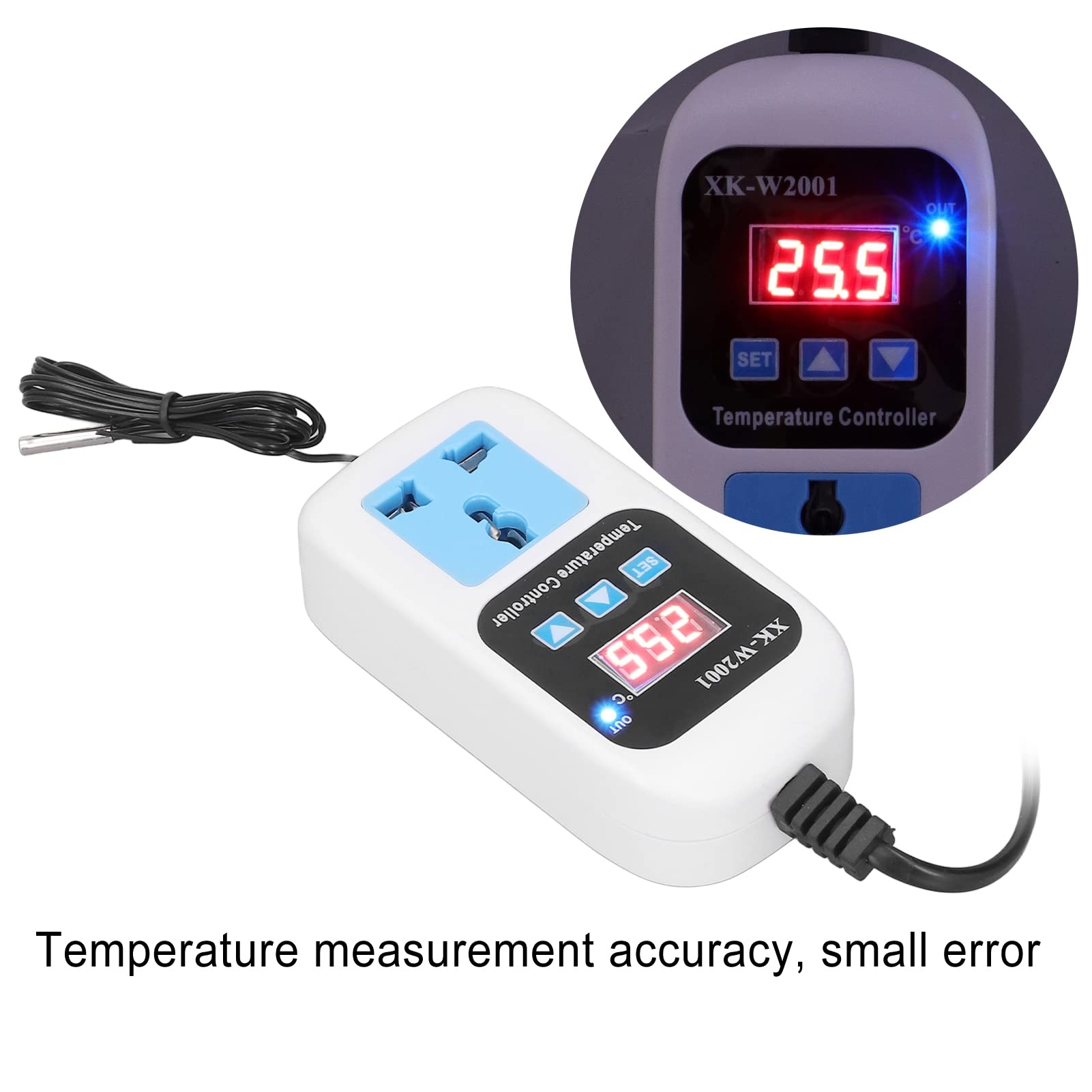 Presa di Controllo Digitale della Temperatura,Termostato di Riscaldamento e Raffreddamento a 230V con Sensore per Serre e Acquari