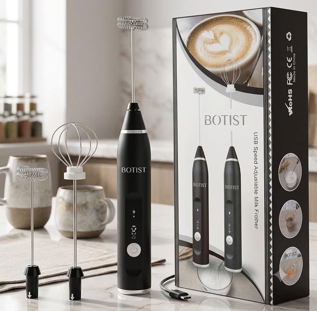 Electric Milk Frother with 2 Attachments (Double-Layer Frother & Egg Whisk), 3-Speed Adjustable, Rechargeable Handheld Coffee Mixer for Latte, Cappuccino, Drinks & Eggs – Stainless Steel-image-25