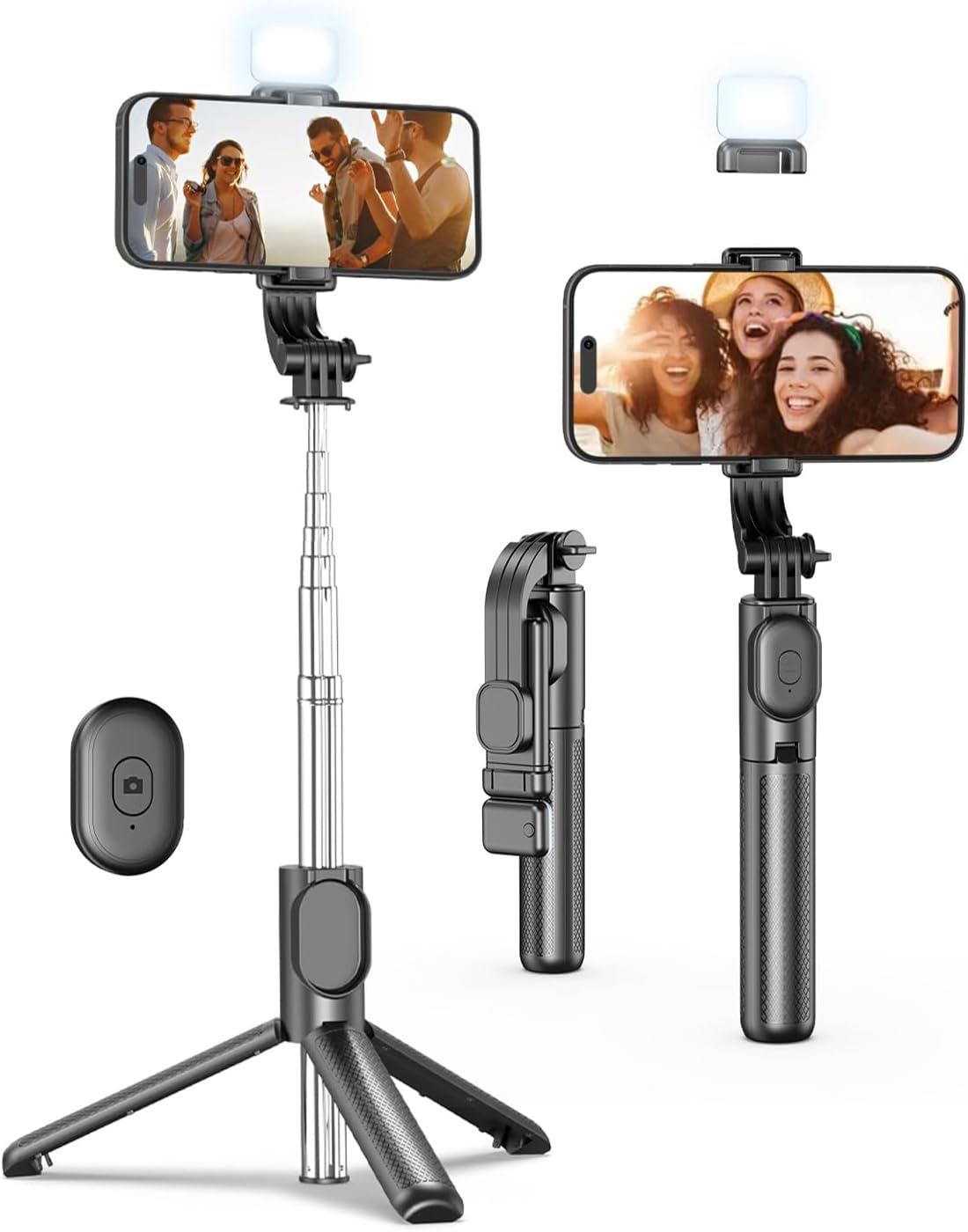 Bouncefit R1S Extendable Selfie Stick with Wireless Bluetooth Remote and Tripod Stand, Rechargable LED Light, Compatible with iPhone/OnePlus/Samsung/Oppo/Vivo/Xiaomi and All Phones (70Cm)-picture-30