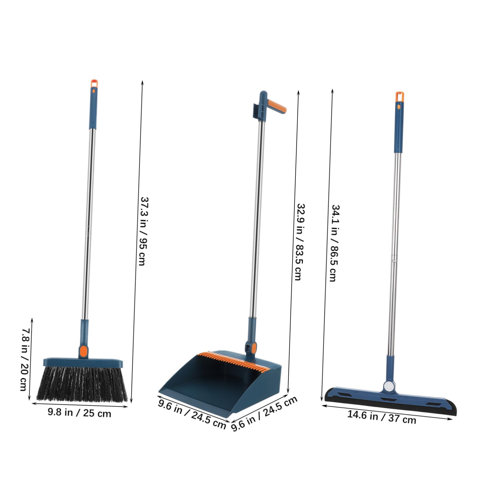 Escoba y Recogedor Plegables 3 Piezas Escoba Giratoria Mocha Azul Compacto para Limpieza Interior Hogar Oficina Uso Diario