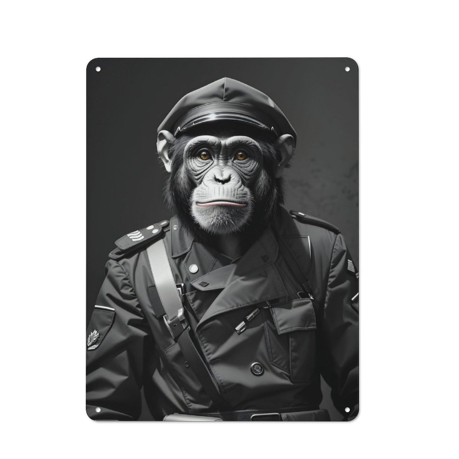 Chimpanzee Army Funny Bnw Metal Tin Sign for Pet Owners, Birthday, Christmas Or Housewarming Gift, 40x30cm
