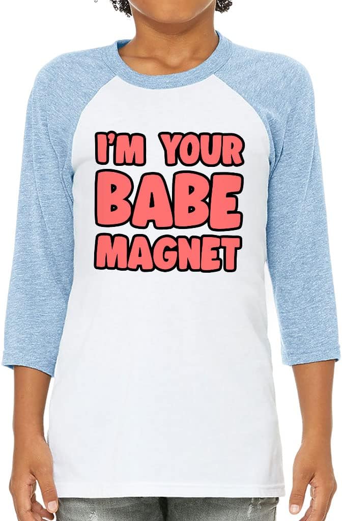 Babe Magnet Kids' Baseball T-Shirt - Word Art 3/4 Sleeve T-Shirt - Graphic Baseball Tee
