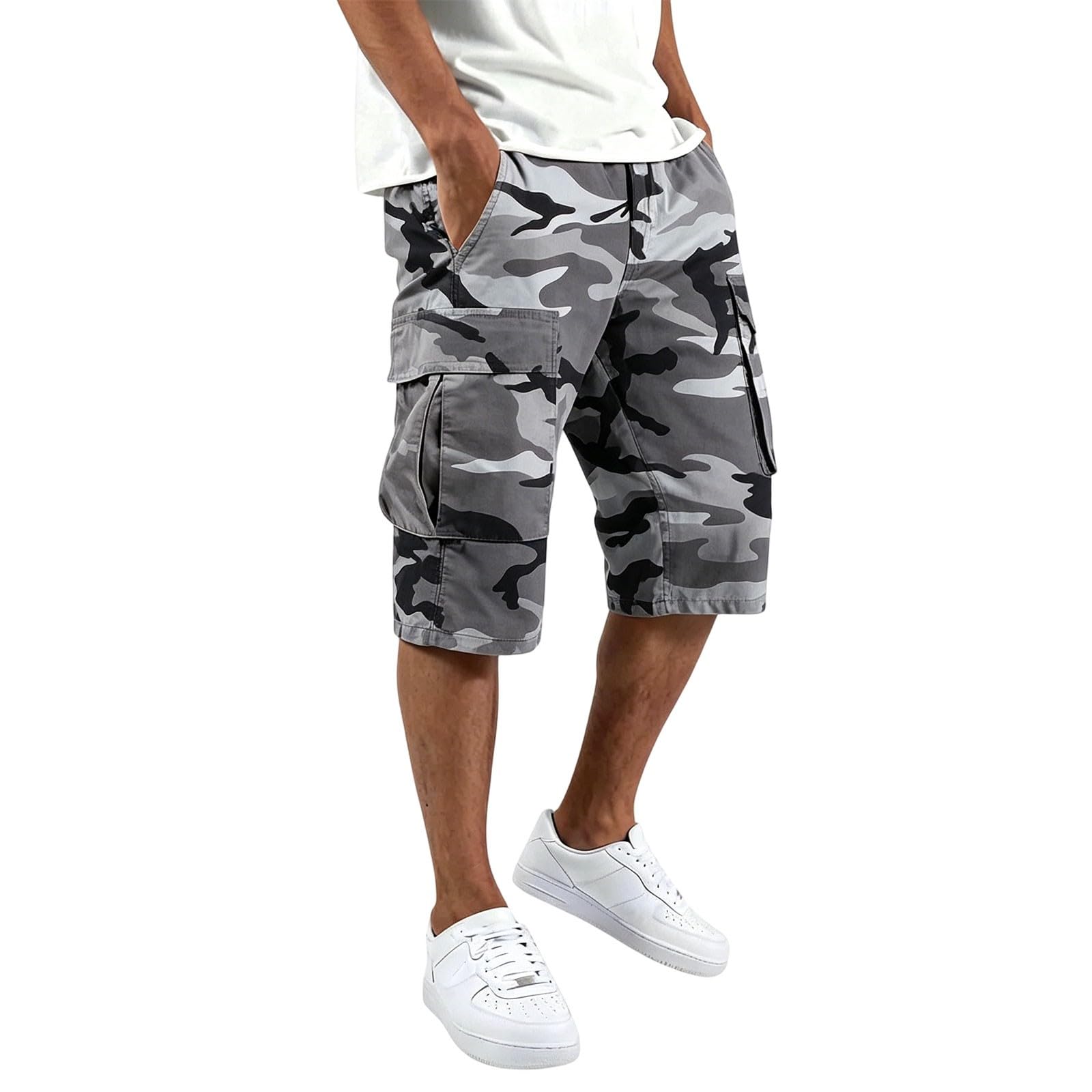 Short de travail pour homme, motif camouflage, hip-hop, surdimensionné