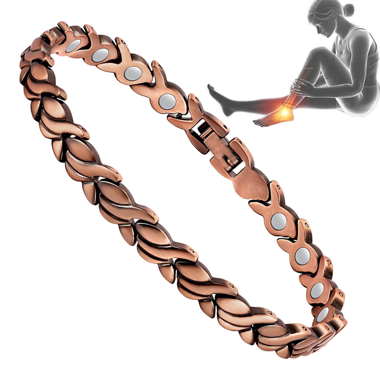 Copper Anklet for Women, Natural Copper Magnetic Anklet for Improve Joint Discomfort, 99.99% Pure Copper Jewelry with 3500 Gauss Strength Magnets-image-22