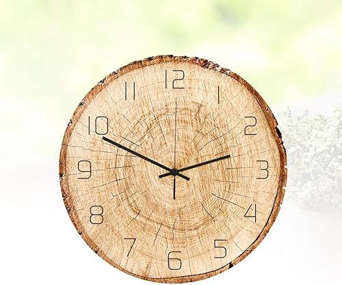 Miniatura 4 de Exceart - Reloj de madera para colgar, diseño rústico redondo, color naranja, Acrílico, Wood Grain, talla 1