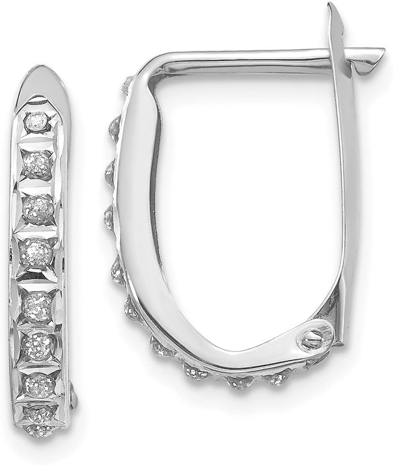 Sonia Jewels14k White Gold Diamond Fascination Leverback Hoop Earrings (.01 cttw.) (16mm x 2mm)