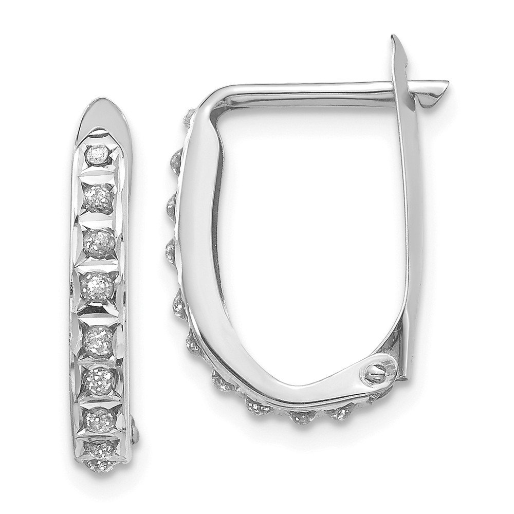 Sonia Jewels14k White Gold Diamond Fascination Leverback Hoop Earrings (.01 cttw.) (16mm x 2mm)