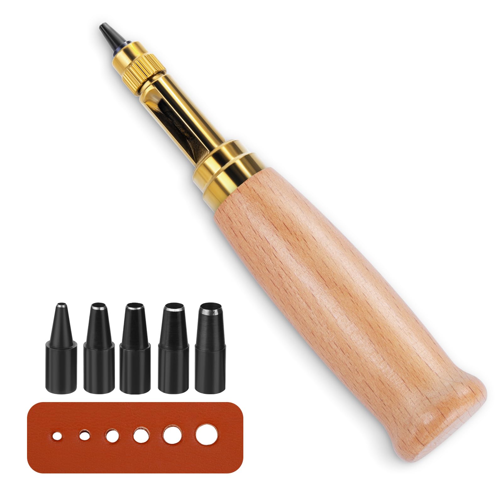 ENCHOL Adjustable Japanese Screw Hole Punch, Leather Screw Punch, Craft Punch with 5 Punches