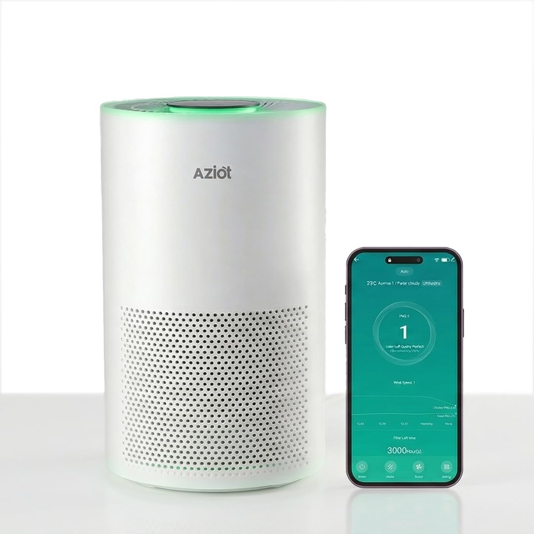 AZIOT Elevate Smart Air Purifier for Home & Office, 4-Stage HEPA H13 Filtration, Covers 465 sq.ft, WiFi App & Voice Control, 99.99% Allergen Removal, 9000 Hrs Filter Life, AQI LED Display, DC Motor-image-12