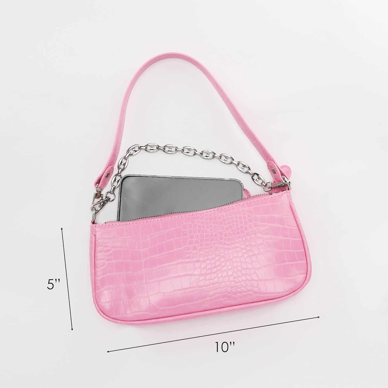 Handbag with Chain Strap Faux Leather Classic Clutch Bag Small Shoulder Purse、 - Image 6