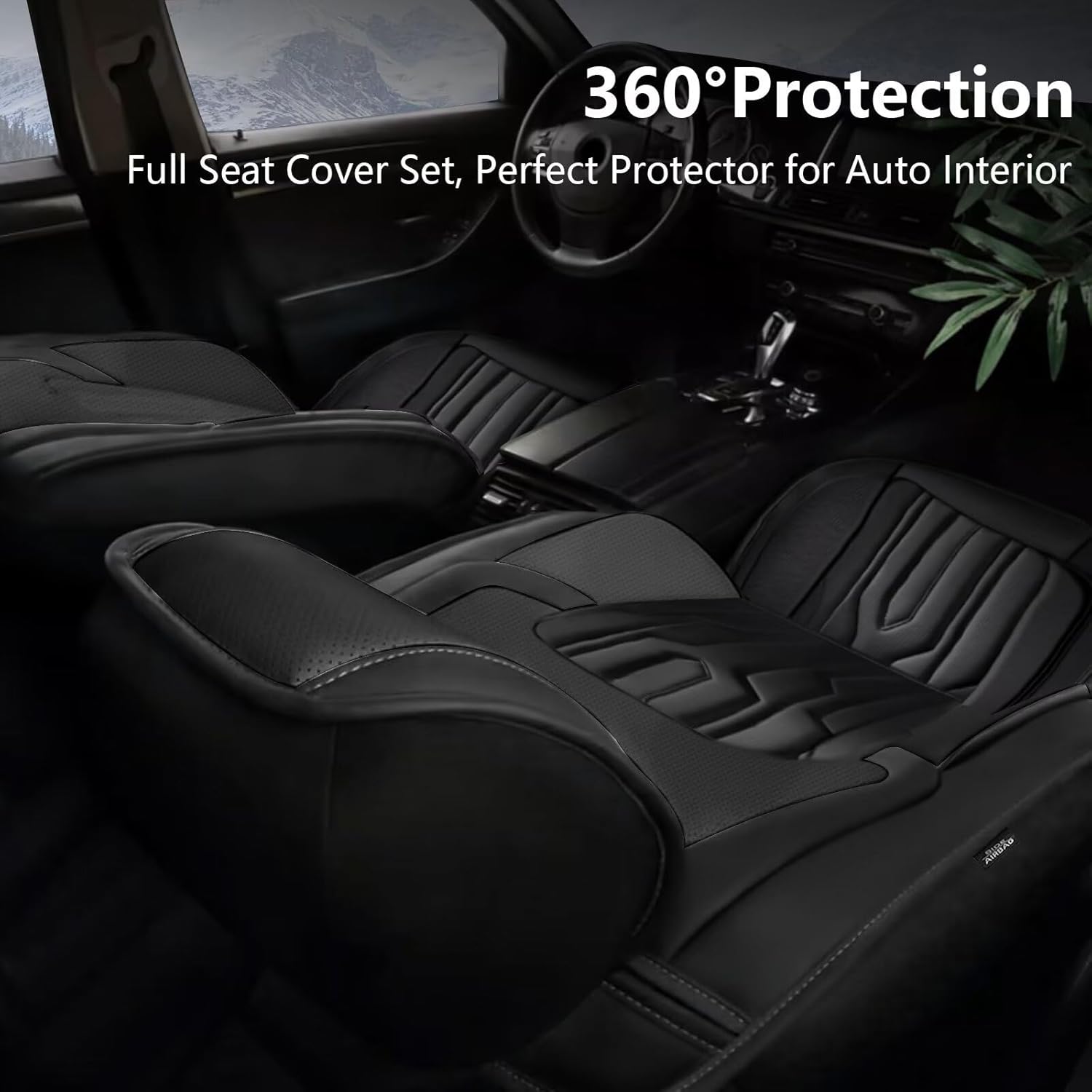 YORKENIC Fit for Honda Accord Seat Covers Front Set 2003-2017: Breathable Leather Car Seat Covers Compatible Airbag (2 Front Set, Black)