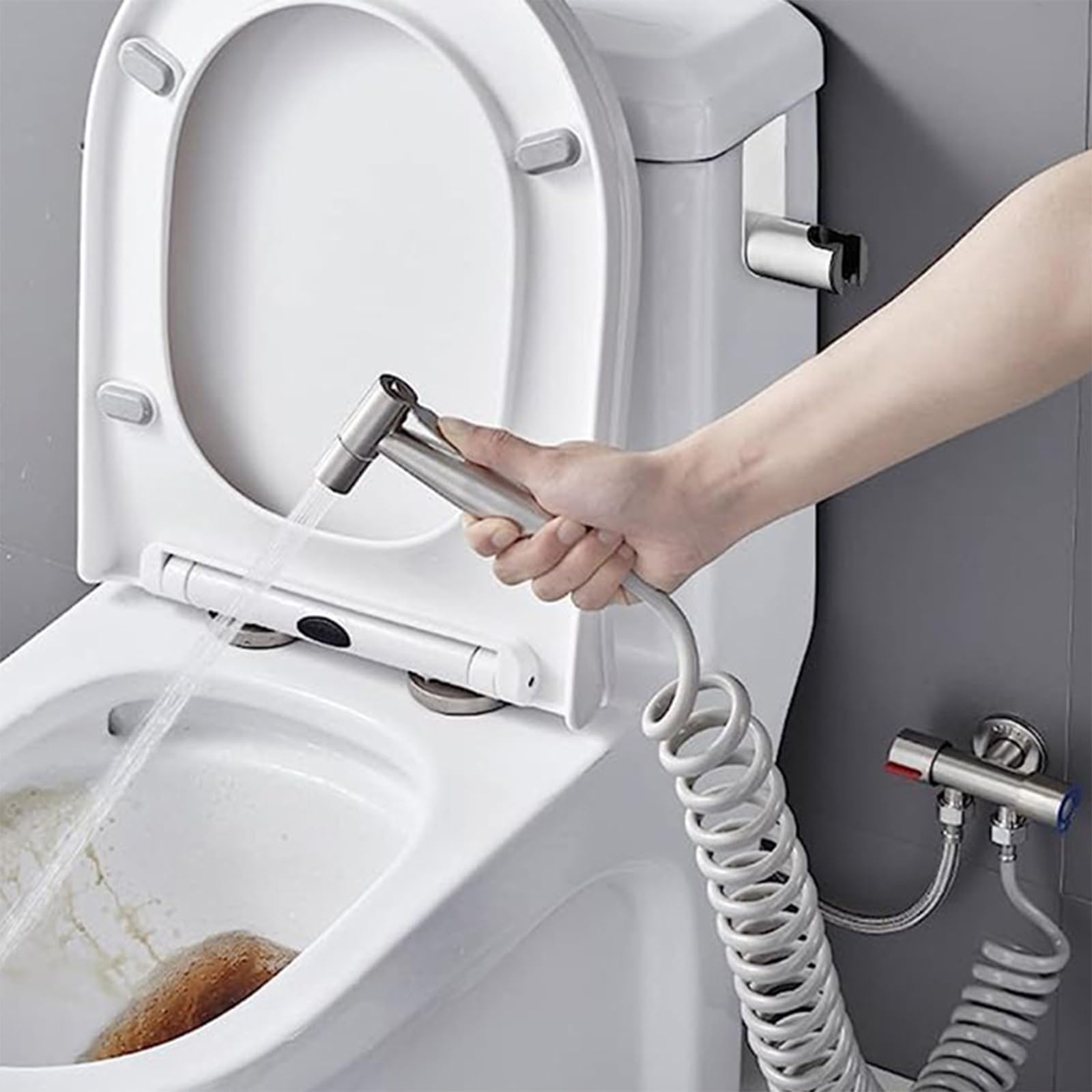 CHENGZI Stainless Steel Toilet Flusher Gun High Booster, Silver - Image 4