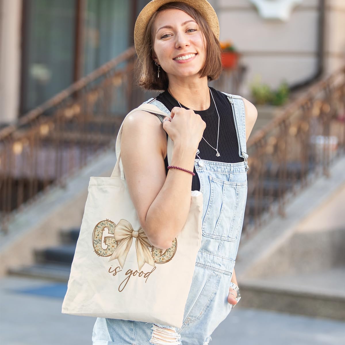 Inspirational Christian Gifts Canvas Tote Bag for Women Girls Christmas Friendship Birthday Grocery Bags - Image 2