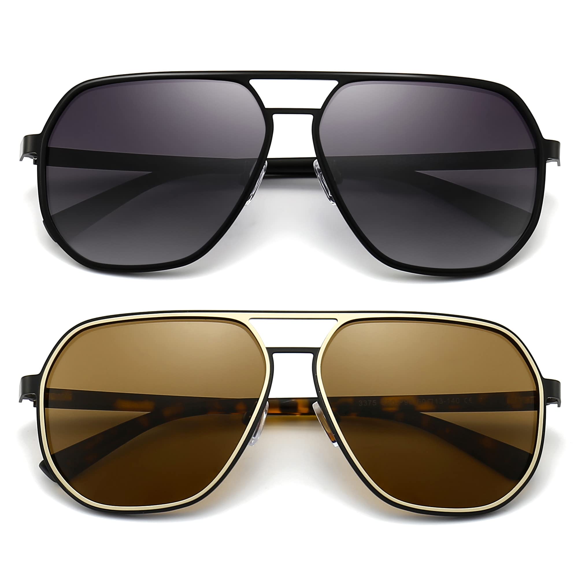 SUNGAIT Polygon Aviator Sunglasses for Men Polarized Trendy Square Sun Glasses Retro Pilot Shades UV ProtectionCarbonfree Certified