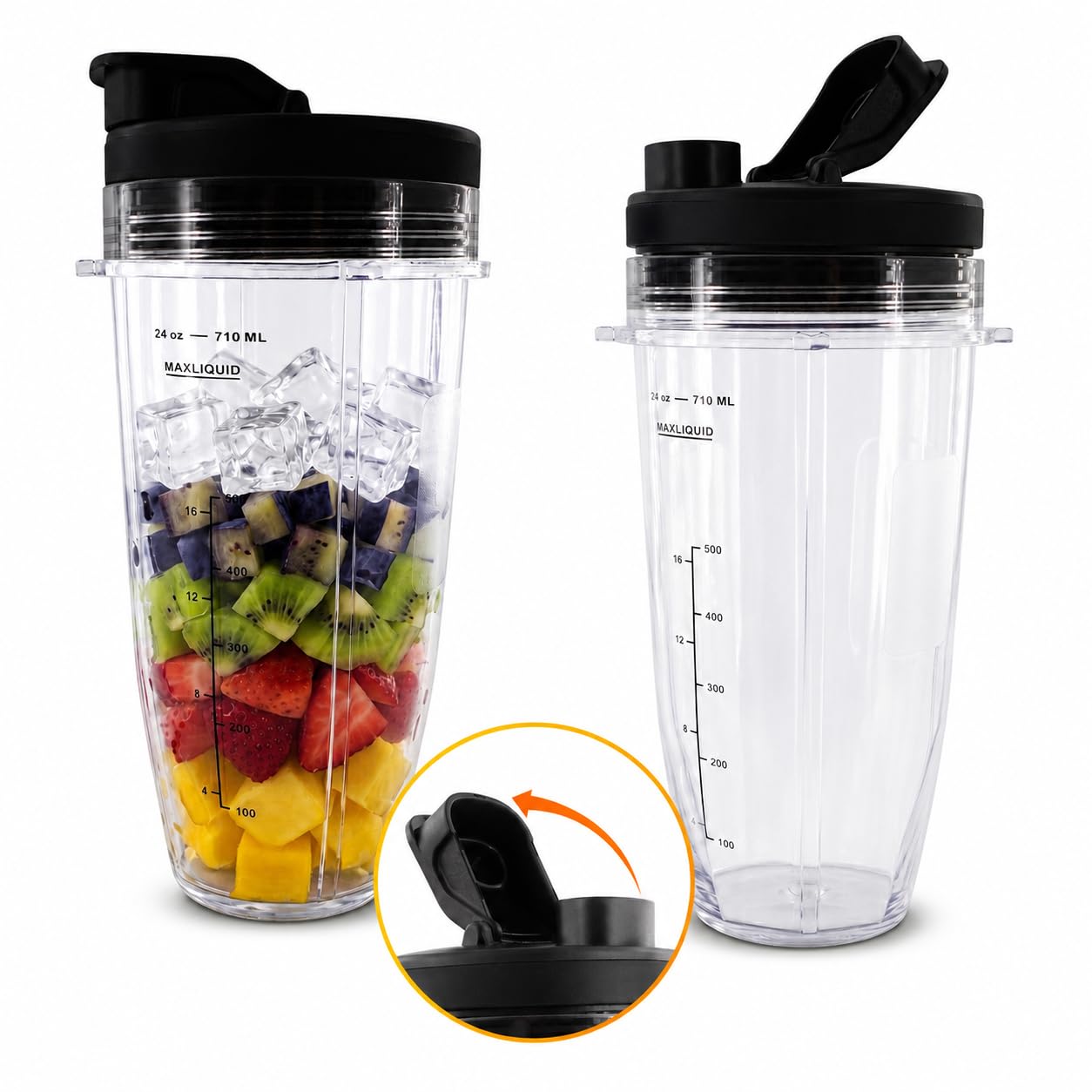 24 Oz Replacement Cups for Ninja Blender, 2 Pack, Twist-On Design