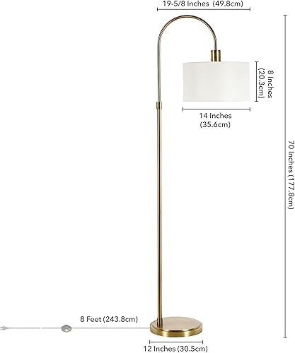 Miniatura 5 de Veronica Arc - Lámpara de pie con pantalla de tela en latónblanco