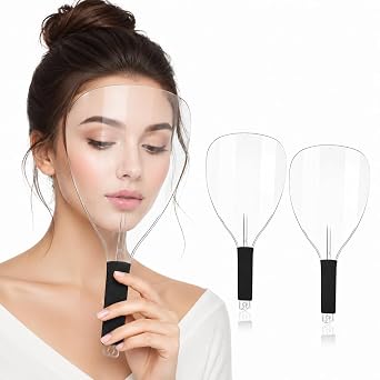 3PCS Barber Salon Face Shield,Clear Plastic Hairdressing Haircut Face Mask,Reusable Hairspray Shield Hairspray Face Shield with Sponge Handle for Hairdressing MakeupTransparent,size12.60 x 5.91inch