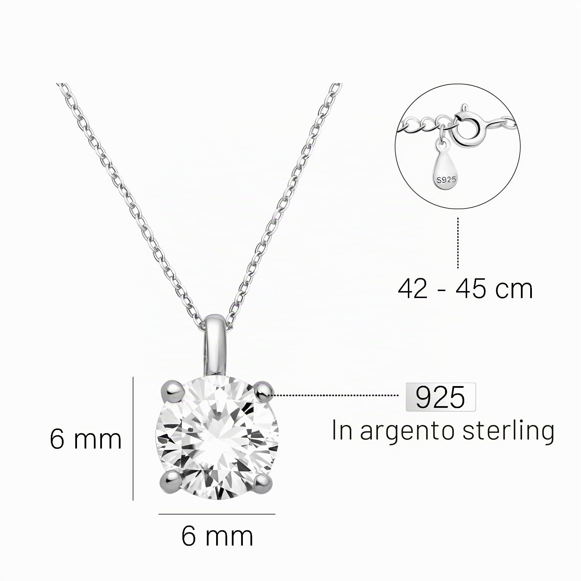 Sofia Milani - Collana da Donna in Argento 925 - Ciondolo a Pietra Zircone - 50340