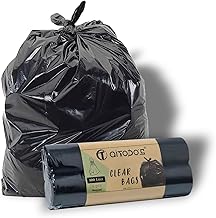 AiTodos® 20pcs Household Trash Bags 100L, 2 Rolls in Total, 10 Pieces per Roll, Black Trash Bags, Polyethylene Material, Large Capacity Trash Bag (95 × 80cm)