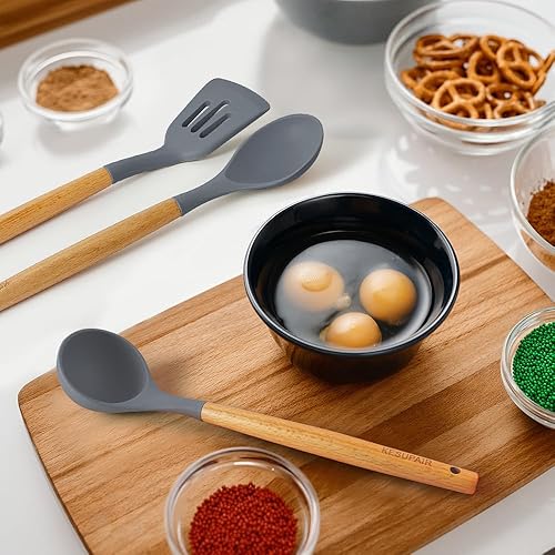 Miniatura 3 de Juego de utensilios de cocina de silicona, 46 piezas, juego de espátula de silicona, utensilios de cocina y herramientas con soporte, mango de