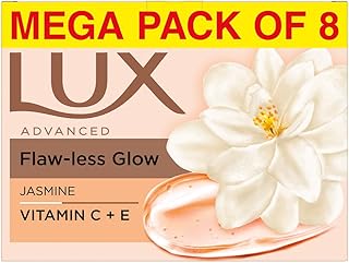 Lux Flaw-less Glow Bathing Soap (150gx8) infused with Vitamin C & E For Superior Glow Offer pack