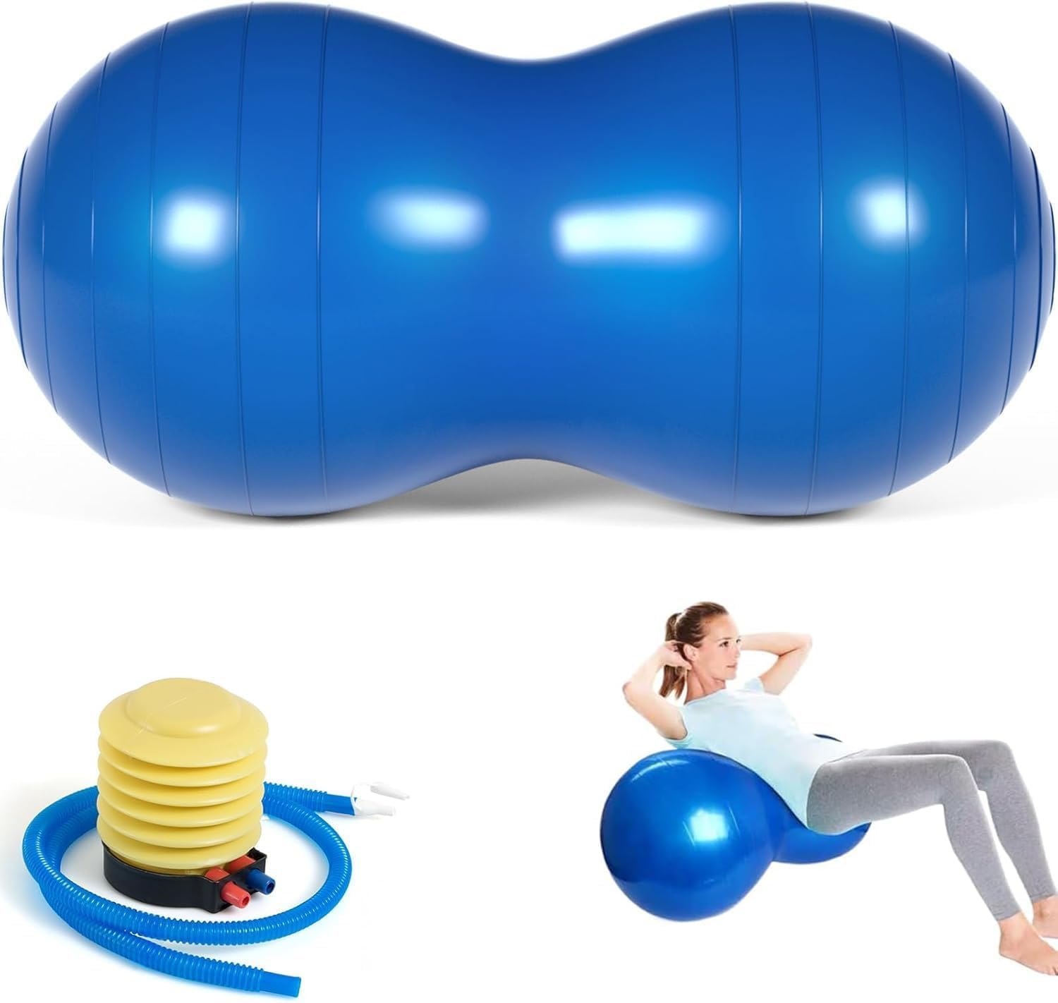 Peanut Ball for Kids Therapy, 90x45cm Anti-Burst Exercise Ball with Pump, Gym Quality Fitness for Yoga, Physical, Child Training, Women, Men-image-21